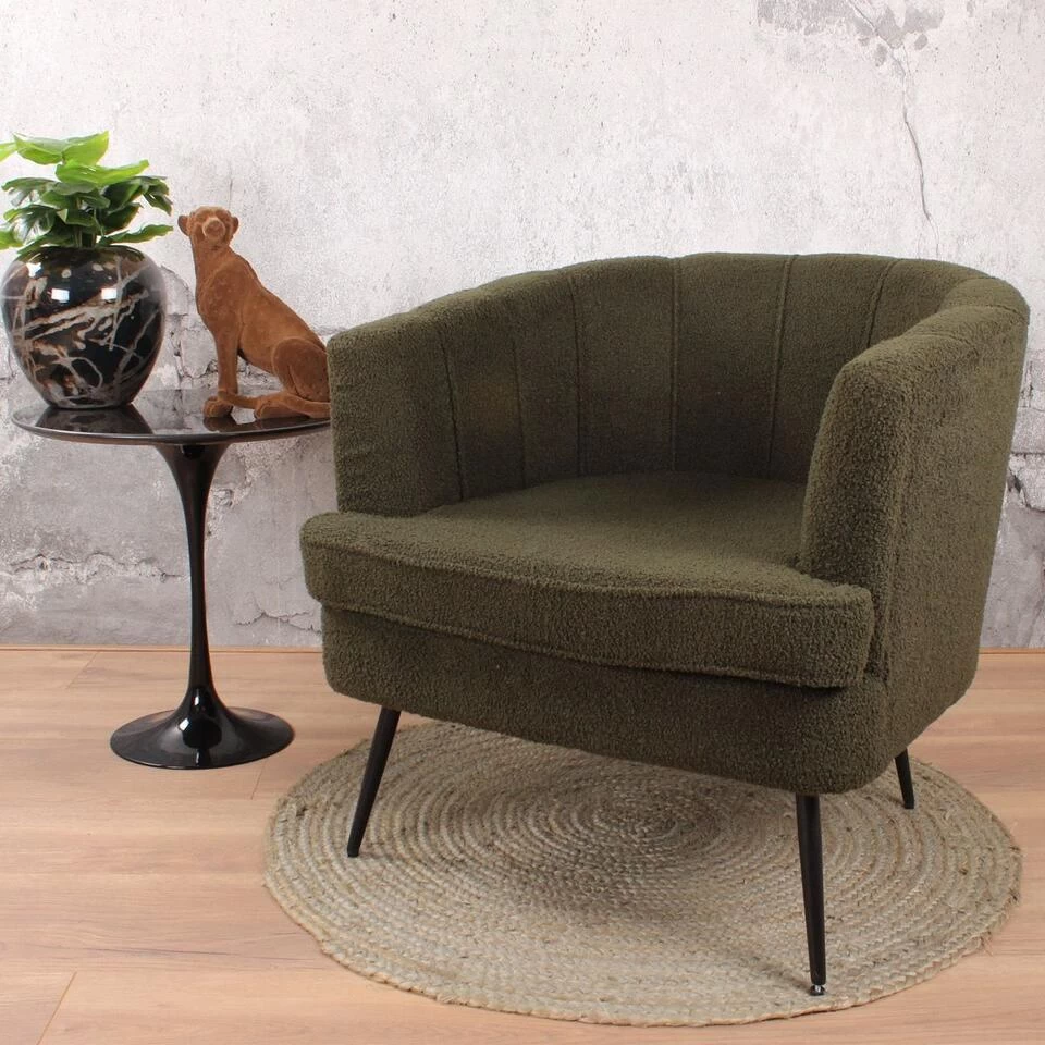 DS4U® Norah Fauteuil Teddy - Stof - Groen 4 DS4U® Norah Fauteuil Teddy - Stof - Groen - Image 2