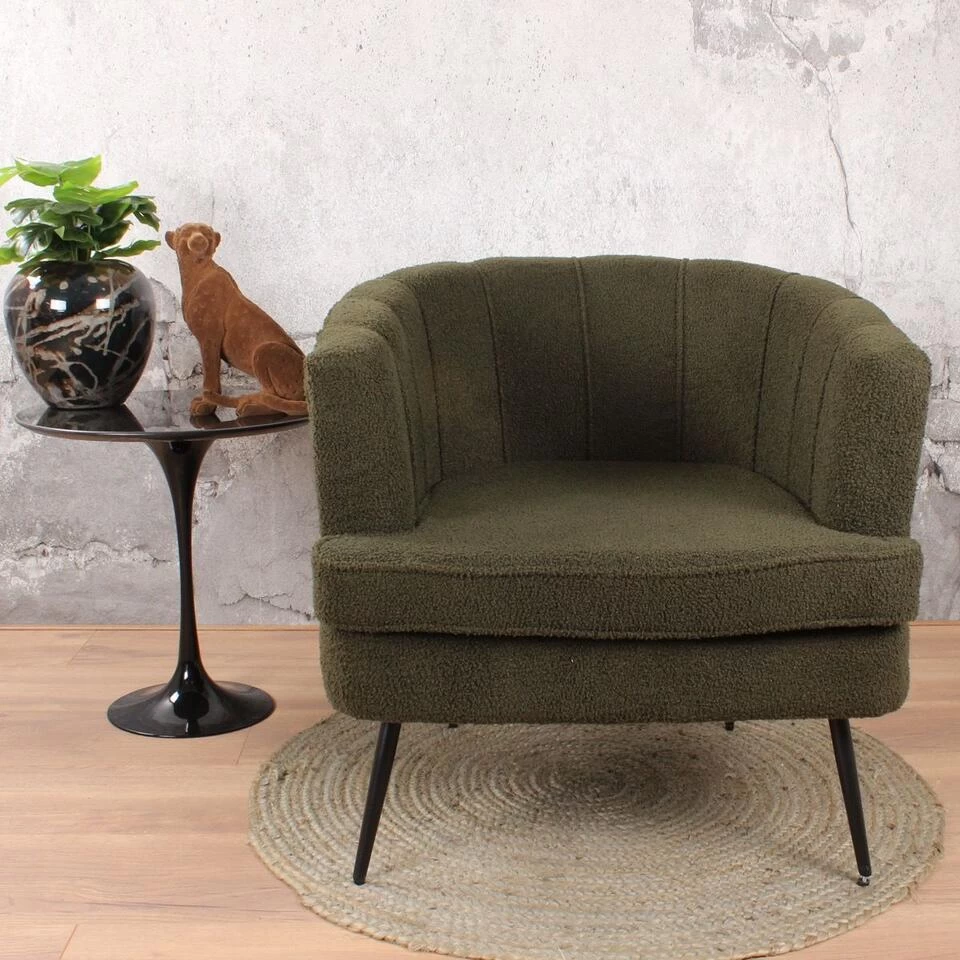 DS4U® Norah Fauteuil Teddy - Stof - Groen 5 DS4U® Norah Fauteuil Teddy - Stof - Groen - Image 3