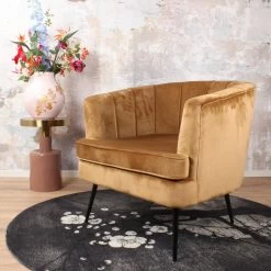 DS4U® Norah Fauteuil Velvet - Stof - Goudkleurig 7 DS4U® Norah Fauteuil Velvet - Stof - Goudkleurig -ZitMeester ComfortDesign 1000081843 0101
