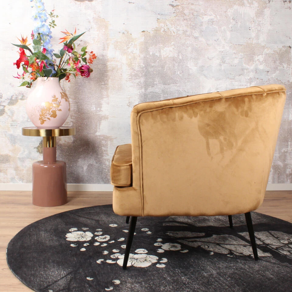 DS4U® Norah Fauteuil Velvet - Stof - Goudkleurig 5 DS4U® Norah Fauteuil Velvet - Stof - Goudkleurig - Image 3