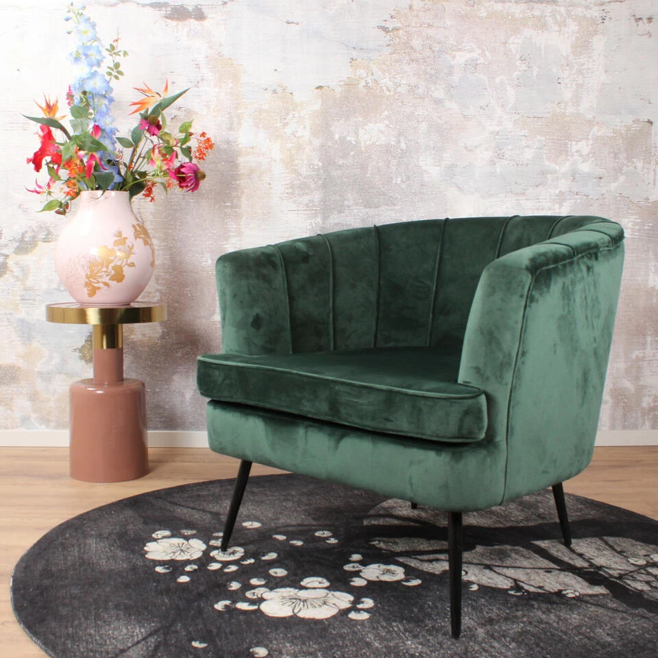 DS4U® Norah Fauteuil Velvet - Stof - Groen 4 DS4U® Norah Fauteuil Velvet - Stof - Groen - Image 2