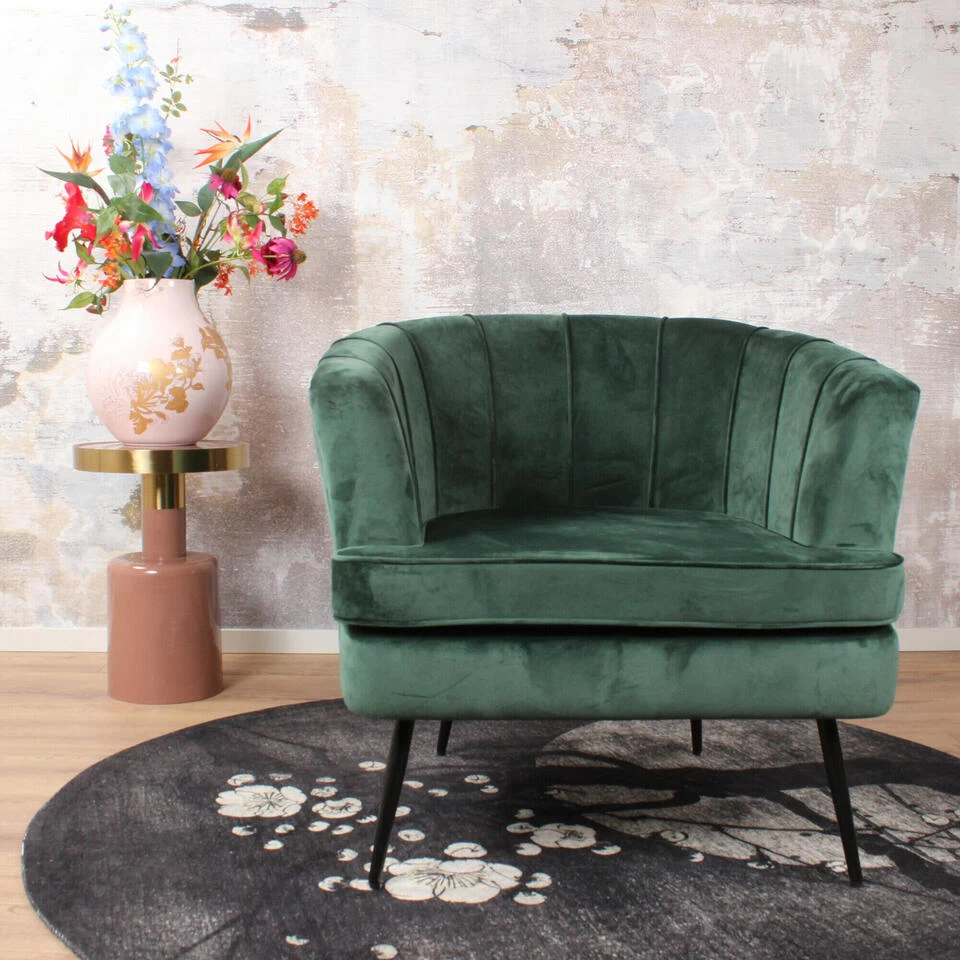 DS4U® Norah Fauteuil Velvet - Stof - Groen 5 DS4U® Norah Fauteuil Velvet - Stof - Groen - Image 3