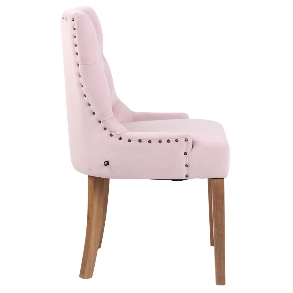 CLP Eetkamerstoel Aberdeen Licht Bruin Frame Fluweel Roze 5 CLP Eetkamerstoel Aberdeen Licht Bruin Frame Fluweel Roze - Image 3