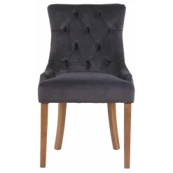 CLP Set Van 4 Eetkamerstoelen Aberdeen Licht Bruin Frame Fluweel Grijs -ZitMeester ComfortDesign 1000082882 0101