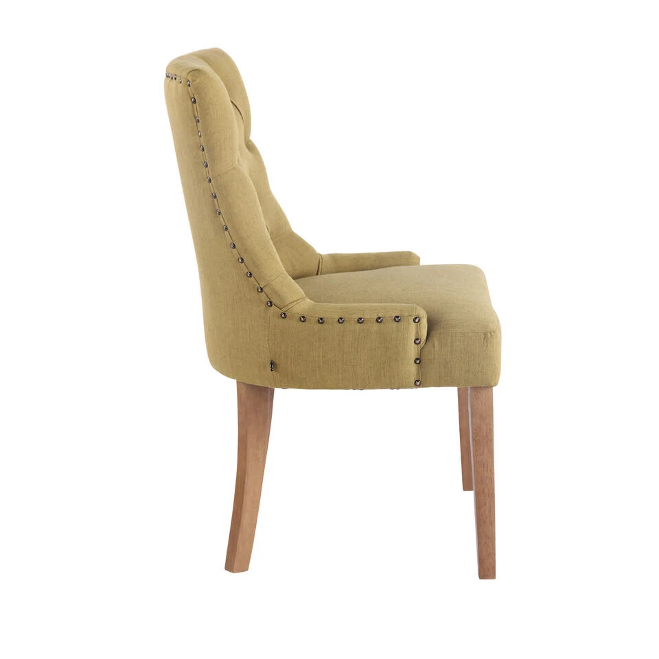 CLP Set Van 2 Eetkamerstoelen Aberdeen Licht Bruin Frame Stof Groen 5 CLP Set Van 2 Eetkamerstoelen Aberdeen Licht Bruin Frame Stof Groen - Image 3