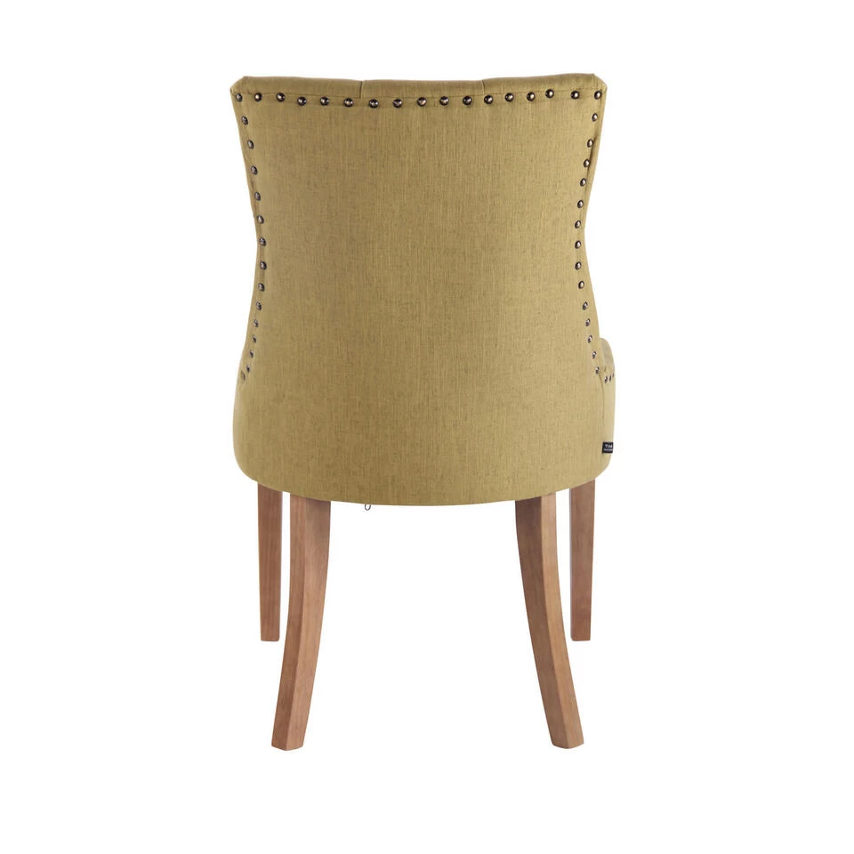 CLP Set Van 2 Eetkamerstoelen Aberdeen Licht Bruin Frame Stof Groen 6 CLP Set Van 2 Eetkamerstoelen Aberdeen Licht Bruin Frame Stof Groen - Image 4