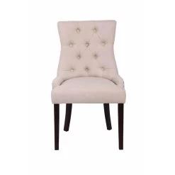 CLP Set Van 2 Eetkamerstoelen Aberdeen Donker Bruin Frame Stof Crème -ZitMeester ComfortDesign 1000082917 0101