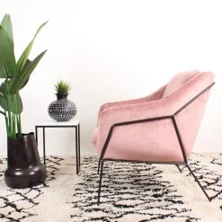 DS4U® Antonio Fauteuil Velvet - Stof - Roze -ZitMeester ComfortDesign 1000082944 0103