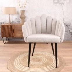 DS4U® Flower Eetkamerstoel Bouclé - Stof - Taupe -ZitMeester ComfortDesign 1000085090 0102