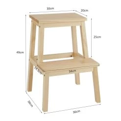 ACAZA Houten Opstapje - Krukje Met 2 Niveaus Voor Keuken Of Kelder - Bruin -ZitMeester ComfortDesign 1000085108 0102