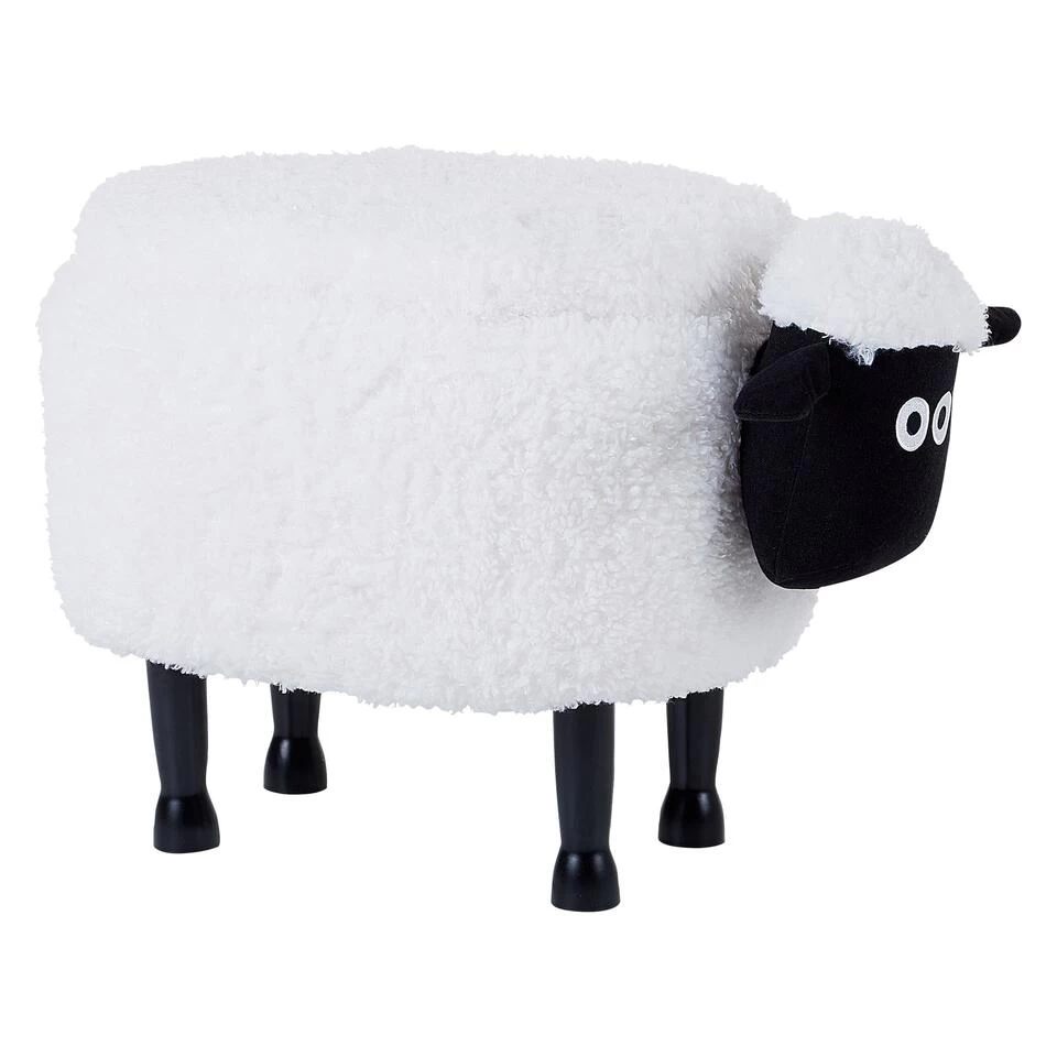 Beliani Dierenhocker SHEEP - Wit Polyester 3 Beliani Dierenhocker SHEEP - Wit Polyester