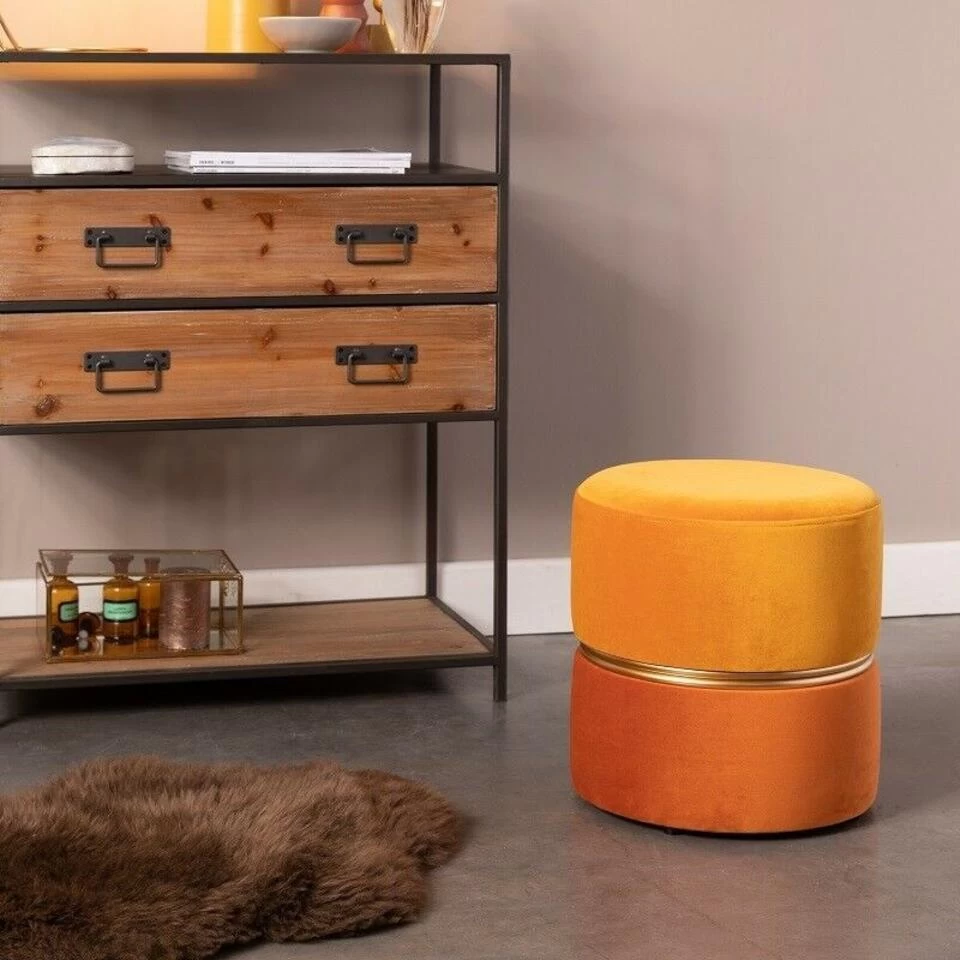 Puur Aneby Poef/krukje Geel - Stof - Multikleur 4 Puur Aneby Poef/krukje Geel - Stof - Multikleur - Image 2