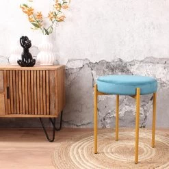 DS4U® Mika Velvet Kruk - Stof - Blauw -ZitMeester ComfortDesign 1000093828 0101