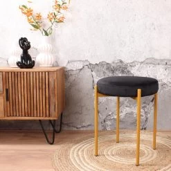 DS4U® Mika Velvet Kruk - Stof - Zwart -ZitMeester ComfortDesign 1000093829 0101