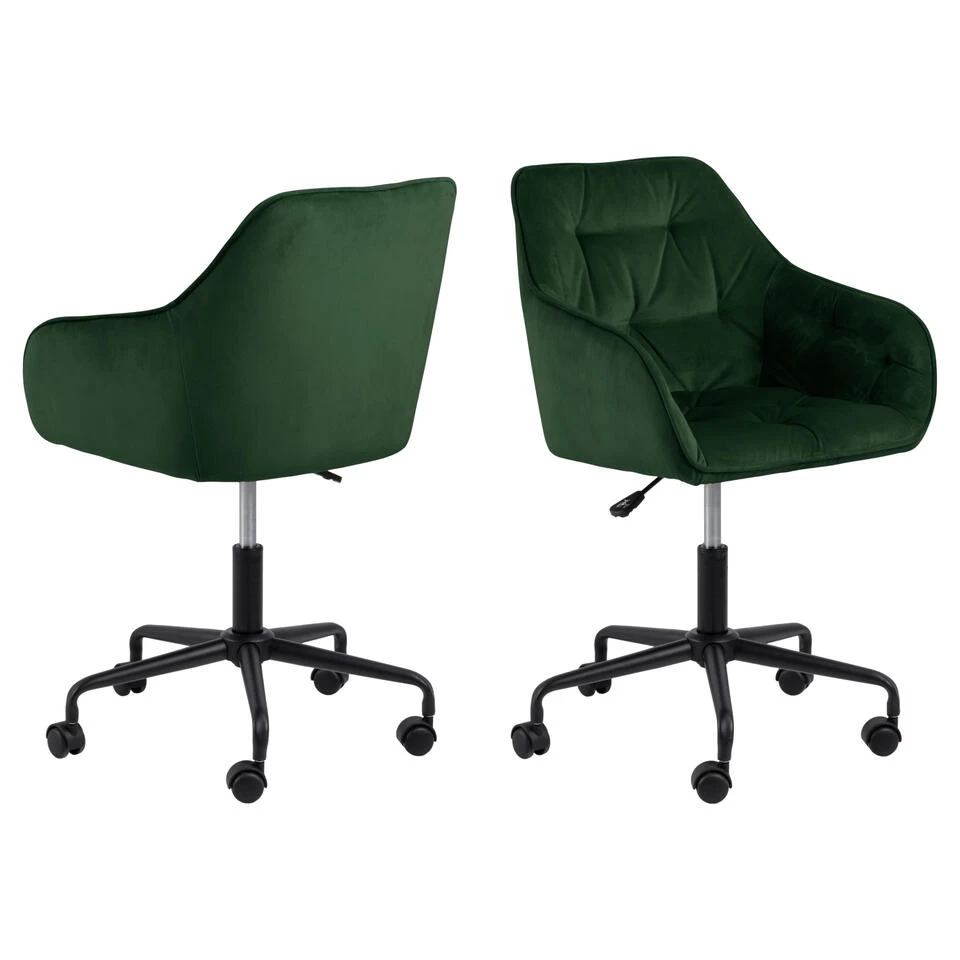 Sohome Bureaustoel Otto - Velvet - Forest Green 3 Sohome Bureaustoel Otto - Velvet - Forest Green