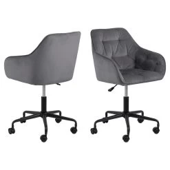 Sohome Bureaustoel Otto - Velvet - Dark Grey