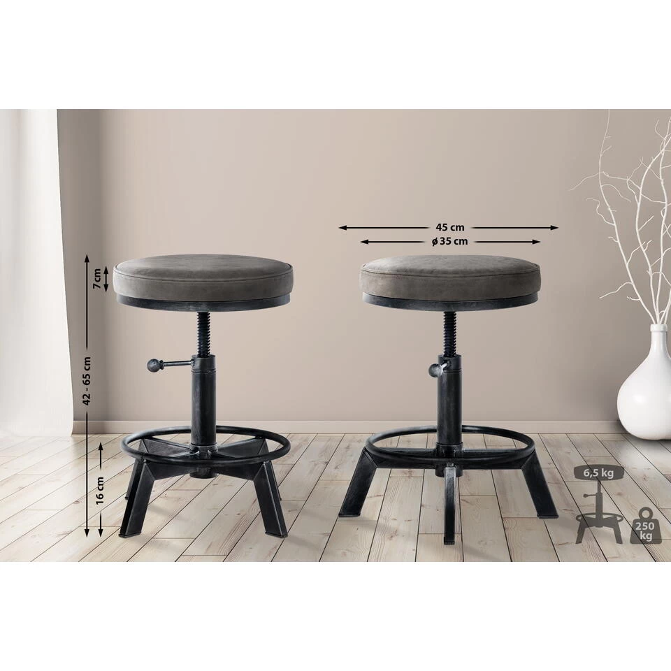 CLP Hocker Destin Kunstleder Zilverkleurig 4 CLP Hocker Destin Kunstleder Zilverkleurig - Image 2