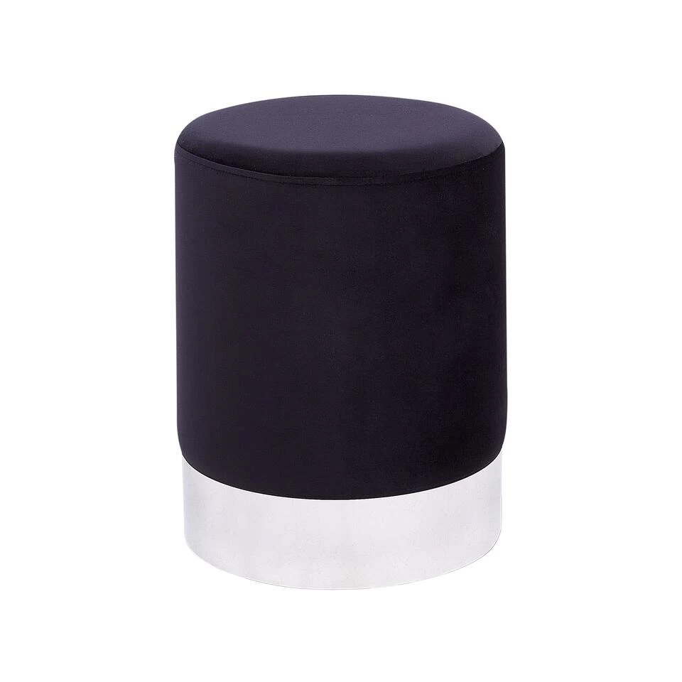 Beliani Poef BRIGITTE - Zwart Fluweel 3 Beliani Poef BRIGITTE - Zwart Fluweel