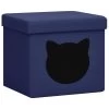 VidaXL Opbergkruk Met Kattenpatroon Inklapbaar Stof Blauw -ZitMeester ComfortDesign 1000095426