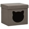 VidaXL Opbergkruk Met Kattenpatroon Inklapbaar Stof Taupe -ZitMeester ComfortDesign 1000095442