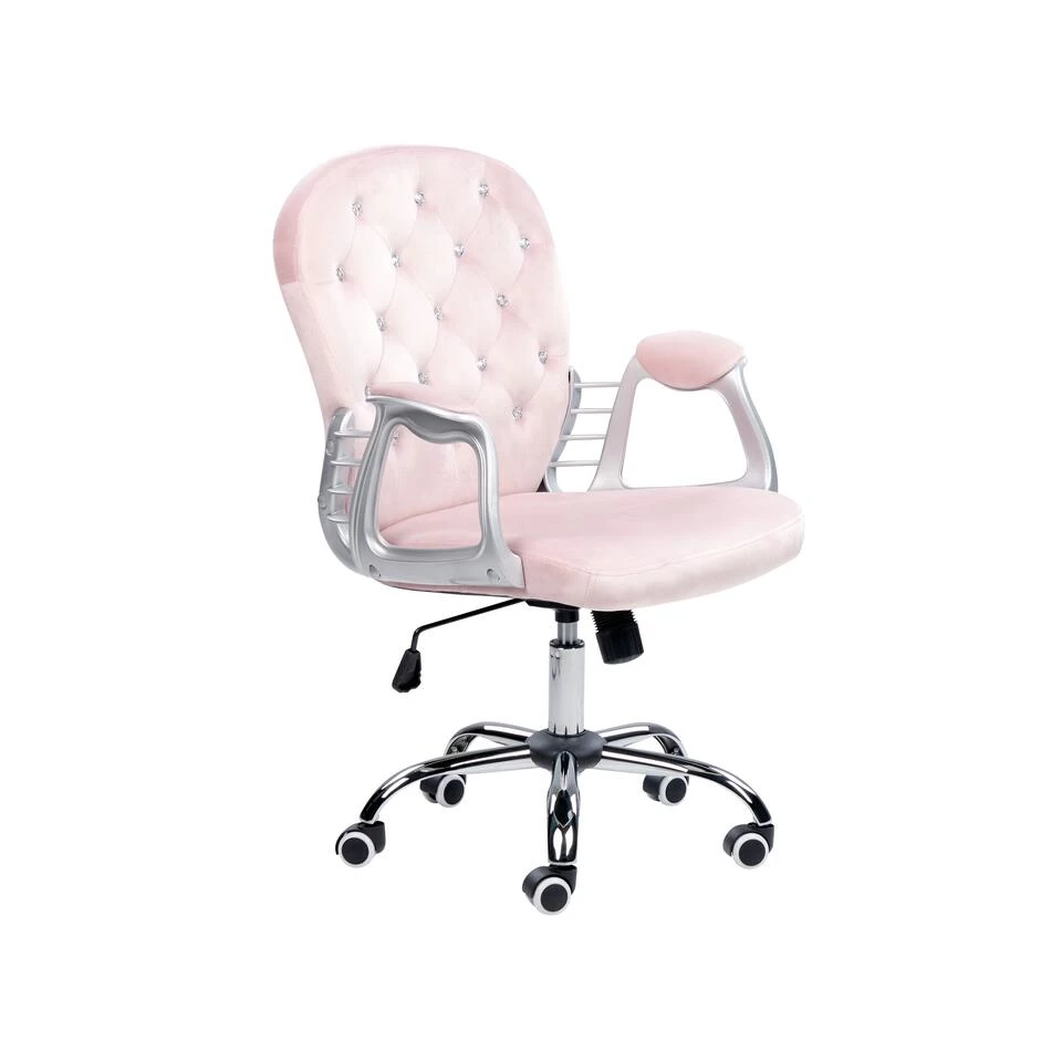 Beliani Bureaustoel PRINCESS - Roze Fluweel 3 Beliani Bureaustoel PRINCESS - Roze Fluweel