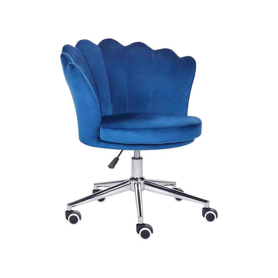 Beliani Bureaustoel MONTICELLO - Blauw Fluweel 3 Beliani Bureaustoel MONTICELLO - Blauw Fluweel