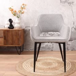 DS4U® Lenon Eetkamerstoel Bouclé - Stof - Grijs -ZitMeester ComfortDesign 1000096501 0102