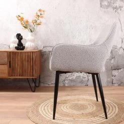 DS4U® Lenon Eetkamerstoel Bouclé - Stof - Grijs -ZitMeester ComfortDesign 1000096501 0103