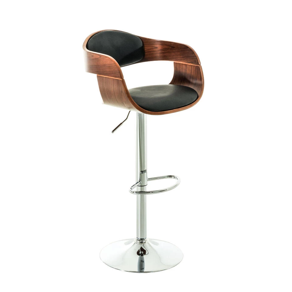 CLP Barkruk Kingston Kunstleder Walnoot Zwart 3 CLP Barkruk Kingston Kunstleder Walnoot Zwart