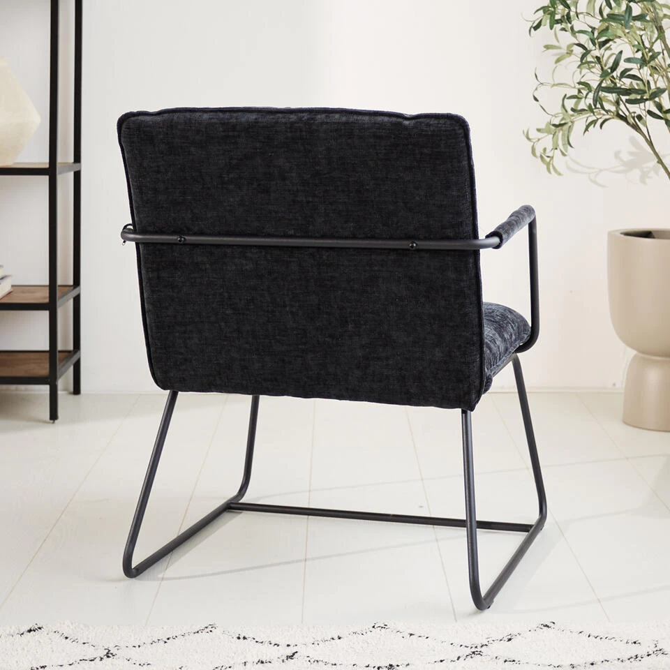 Fauteuil Hailey Zwart Chenille - Stof - Zwart 5 Fauteuil Hailey Zwart Chenille - Stof - Zwart - Image 3