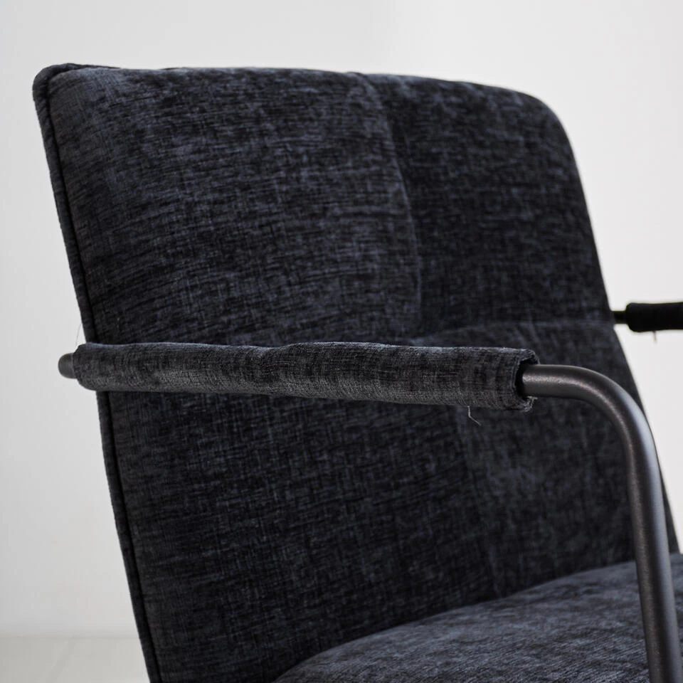 Fauteuil Hailey Zwart Chenille - Stof - Zwart 6 Fauteuil Hailey Zwart Chenille - Stof - Zwart - Image 4