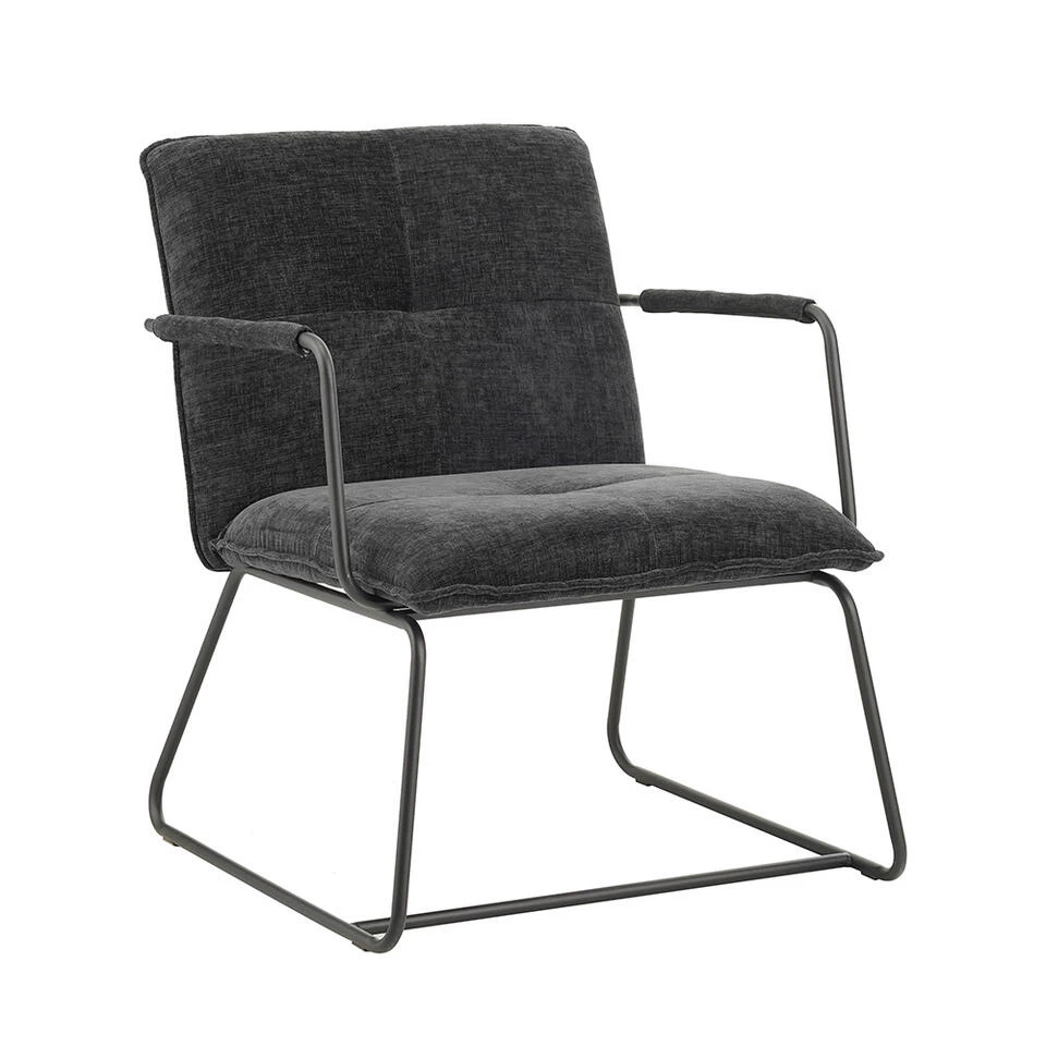 Fauteuil Hailey Zwart Chenille - Stof - Zwart 3 Fauteuil Hailey Zwart Chenille - Stof - Zwart