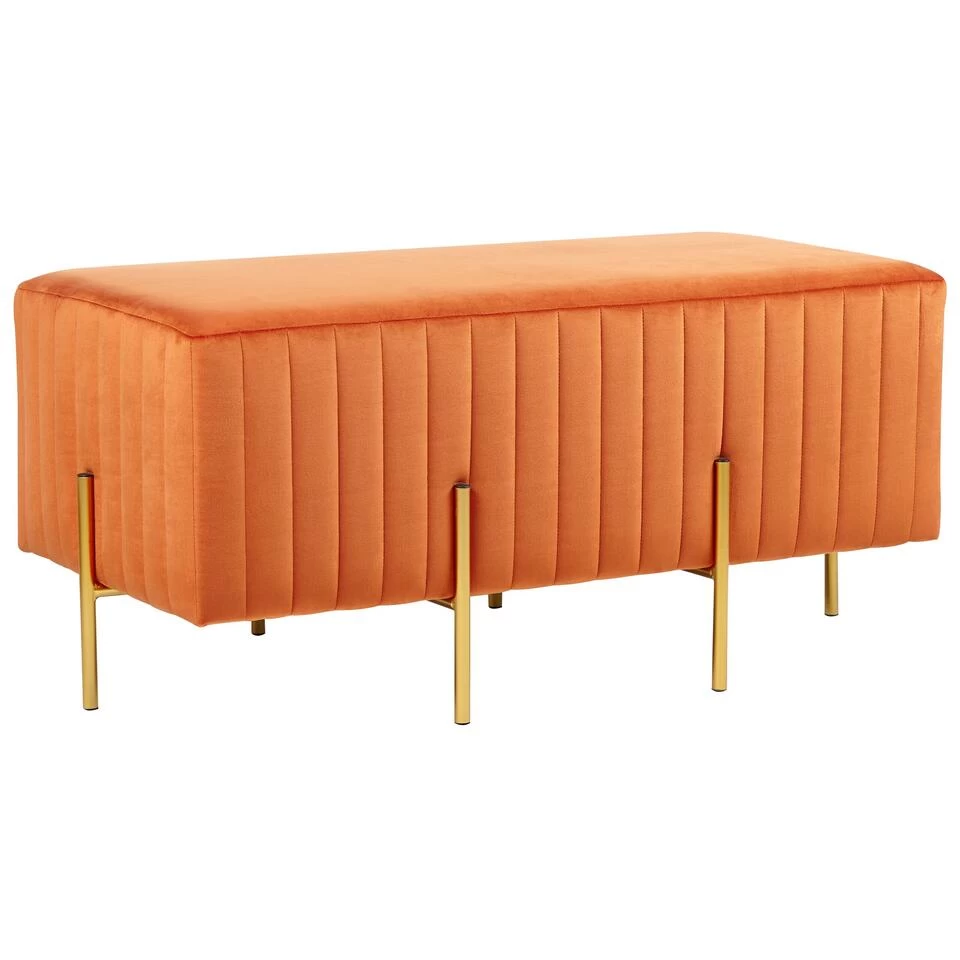 Beliani Hocker DAYTON - Oranje Fluweel 3 Beliani Hocker DAYTON - Oranje Fluweel