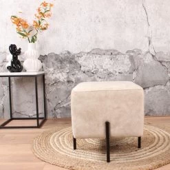 DS4U® Jorg Hocker 36x36x38cm - Stof - Wit -ZitMeester ComfortDesign 1000098390 0102