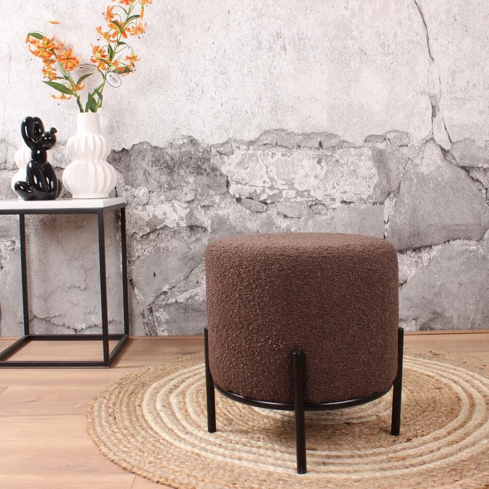 DS4U® Torben Hocker 35x38cm - Stof - Bruin 4 DS4U® Torben Hocker 35x38cm - Stof - Bruin - Image 2