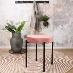 DS4U® Mika Velvet Kruk - Stof - Roze -ZitMeester ComfortDesign 1000098397 0101