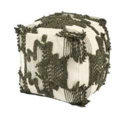 Hoyz Collection - Poef P611 Groen/grijs - 45x25x45