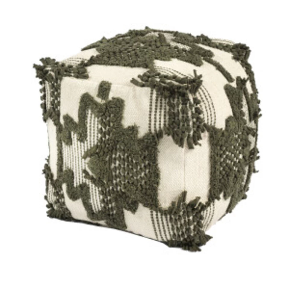 Hoyz Collection - Poef P611 Groen/grijs - 45x25x45 3 Hoyz Collection - Poef P611 Groen/grijs - 45x25x45