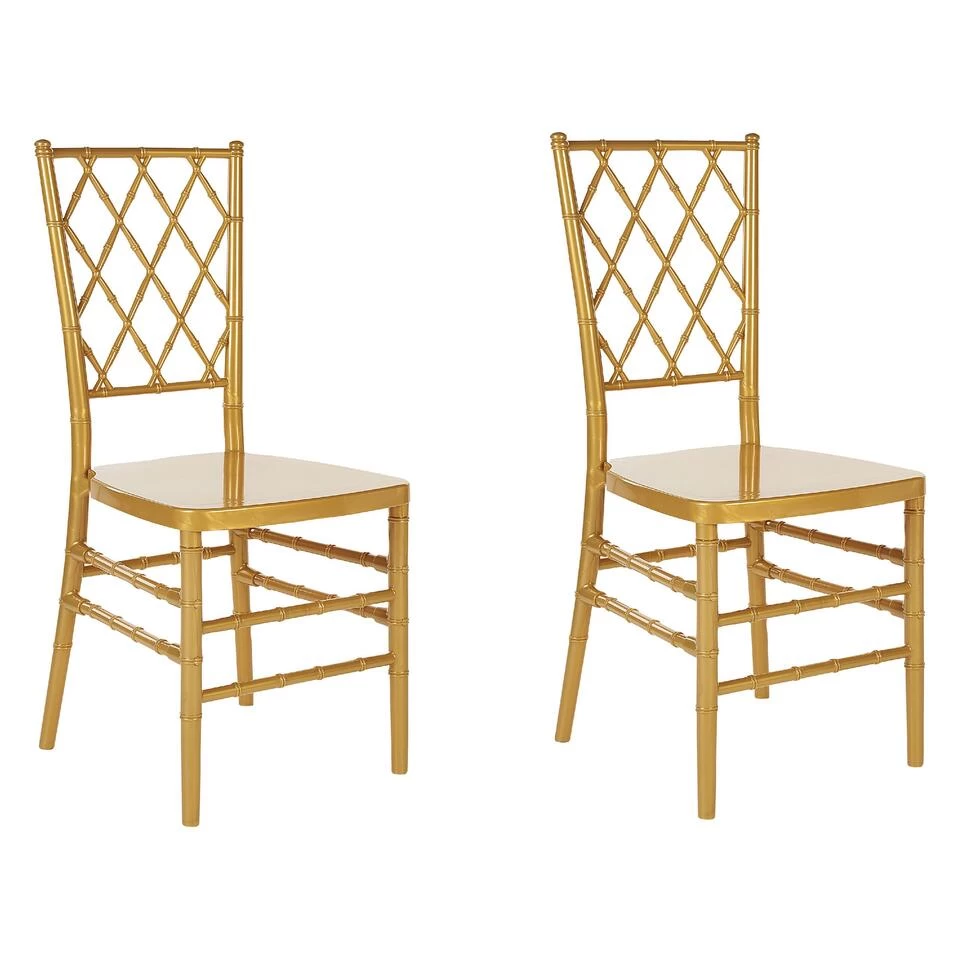 Beliani Eetkamerstoel CLARION - Goud Polycarbonaat 3 Beliani Eetkamerstoel CLARION - Goud Polycarbonaat