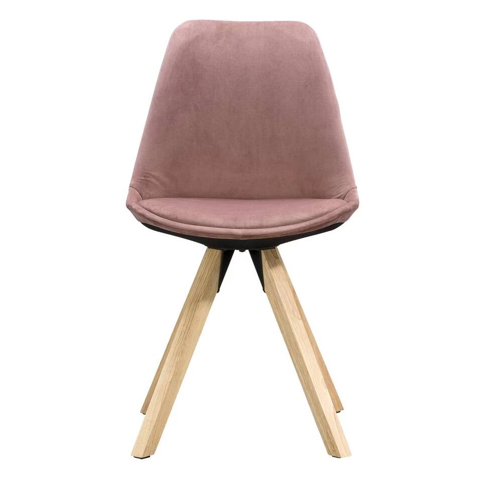 Eetkamerstoel Senja - Velvet - Roze - Naturel Hout 3 Eetkamerstoel Senja - Velvet - Roze - Naturel Hout