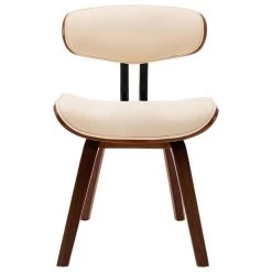 VidaXL Eetkamerstoelen 2 St Gebogen Hout En Kunstleer Crèmekleurig -ZitMeester ComfortDesign 1191311417 0103