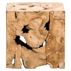 Decoratief Blok Naturel Teak Luuk - Bruin - 37x37x37 Cm