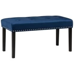 Beliani Hocker YORKTON - Blauw Fluweel