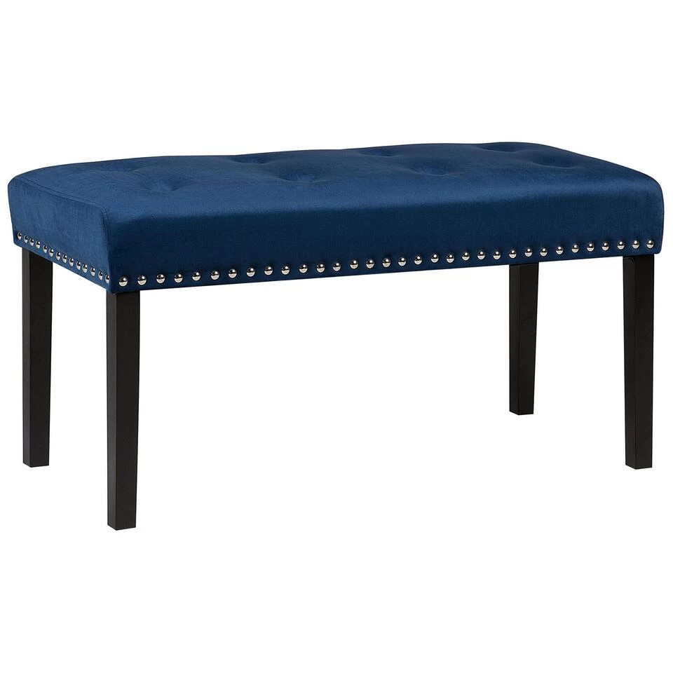 Beliani Hocker YORKTON - Blauw Fluweel 3 Beliani Hocker YORKTON - Blauw Fluweel