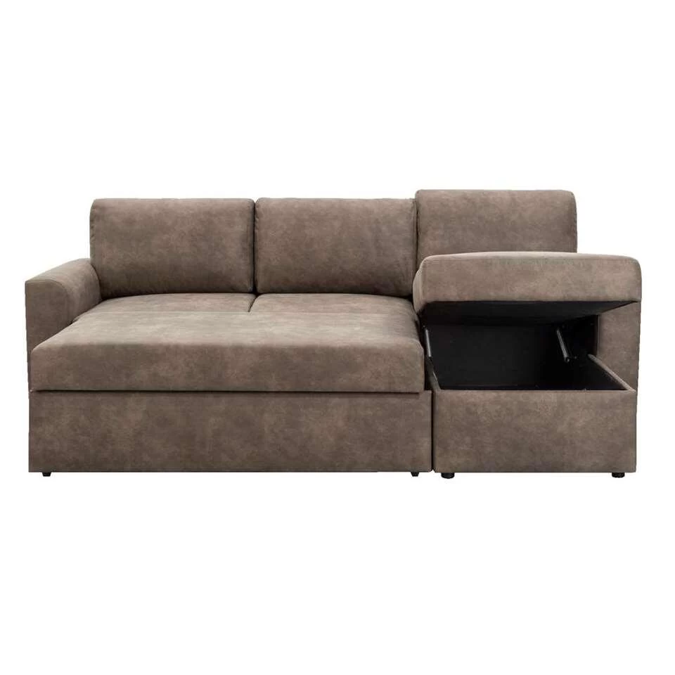 Slaapbank Bern Met Opbergruimte - Taupe - 85x226x165 Cm 4 Slaapbank Bern Met Opbergruimte - Taupe - 85x226x165 Cm - Afbeelding 2