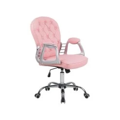 Beliani Bureaustoel PRINCESS - Roze Kunstleer