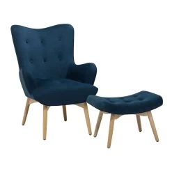 Beliani Fauteuil VEJLE - Blauw Fluweel