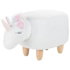 Beliani Dierenhocker UNICORN - Wit Polyester, Katoen