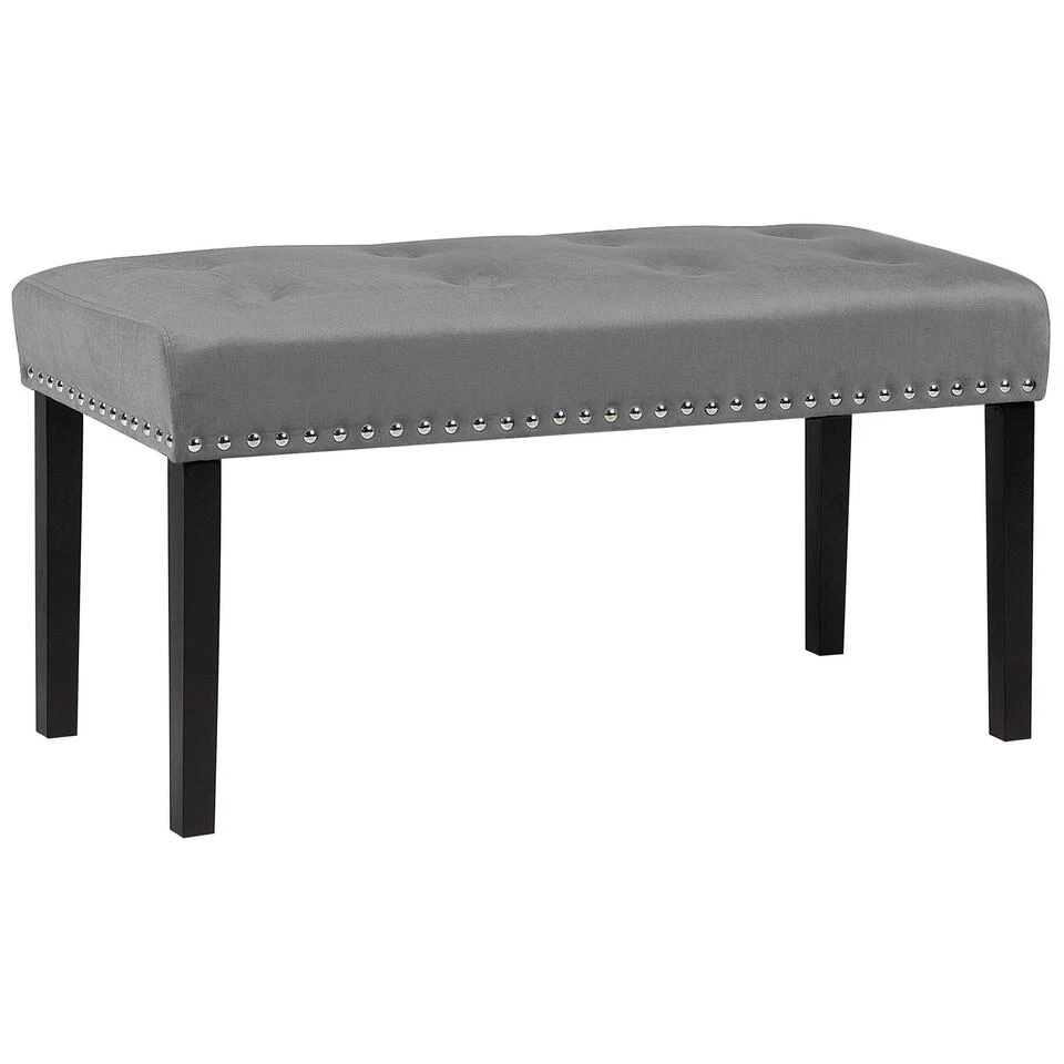 Beliani Hocker YORKTON - Grijs Fluweel 3 Beliani Hocker YORKTON - Grijs Fluweel