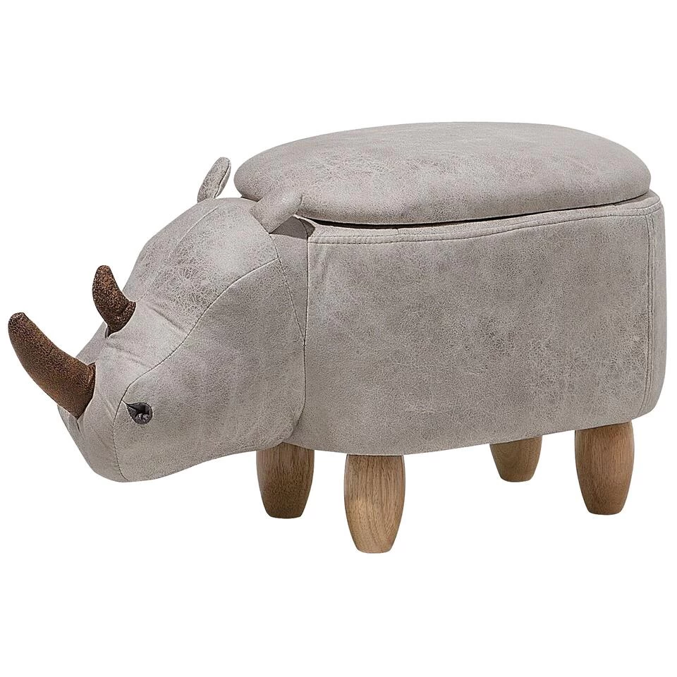 Beliani Dierenhocker RHINO - Grijs Kunstleer 3 Beliani Dierenhocker RHINO - Grijs Kunstleer